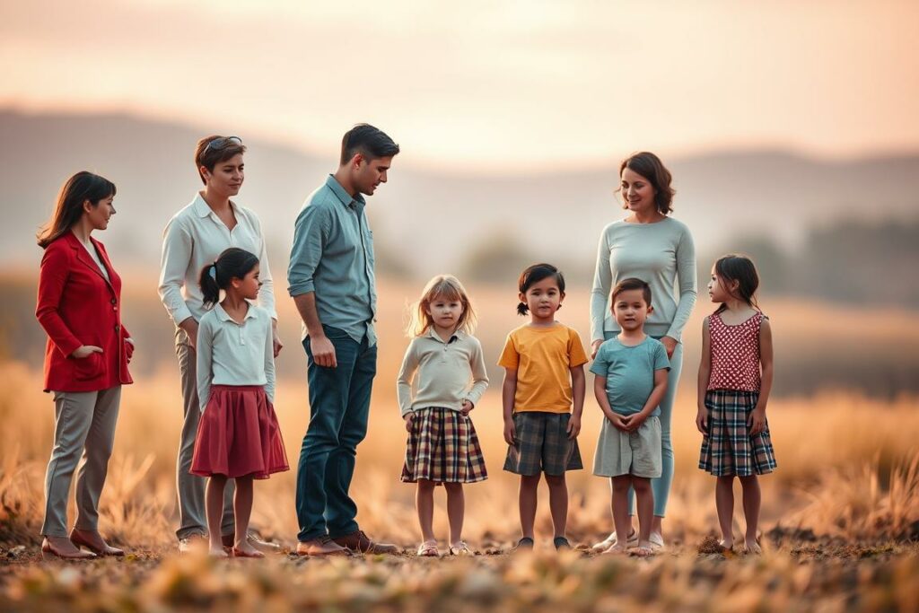 A diverse array of parenting styles, each with its own set of advantages and drawbacks, stands against a warm, pastel-hued backdrop. In the foreground, figures representing authoritarian, permissive, and authoritative approaches to child-rearing are depicted, their postures and expressions conveying the distinct nuances of their methods. The middle ground showcases the outcomes and implications of these styles, from disciplined but potentially stifled children to those granted excessive freedom. In the background, a softly blurred landscape symbolizes the broader societal and familial contexts that shape these pedagogical choices. The overall mood is one of contemplation, encouraging the viewer to thoughtfully consider the tradeoffs inherent in the various approaches to raising the next generation.