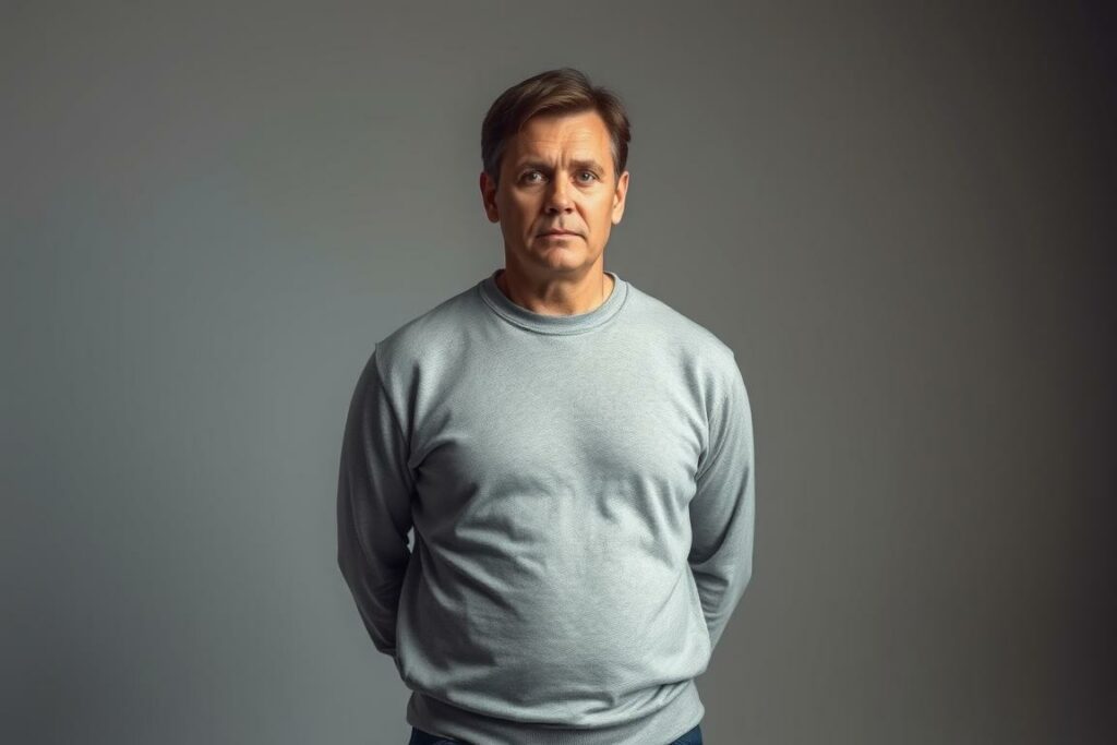 An authoritative parenting style, with a stern yet fair demeanor. A mature adult figure stands tall, their posture exuding confidence and command. Their gaze is direct, unwavering, conveying a sense of certainty and control. The background is a minimalist, muted palette, allowing the central subject to command attention. Soft, directional lighting casts subtle shadows, emphasizing the subject's resolute presence. The composition is balanced, the figure occupying a central position, projecting an aura of authority and guidance. This image aims to visually encapsulate the essence of the "authoritative" parenting style, a approach characterized by high expectations paired with emotional warmth and responsiveness.