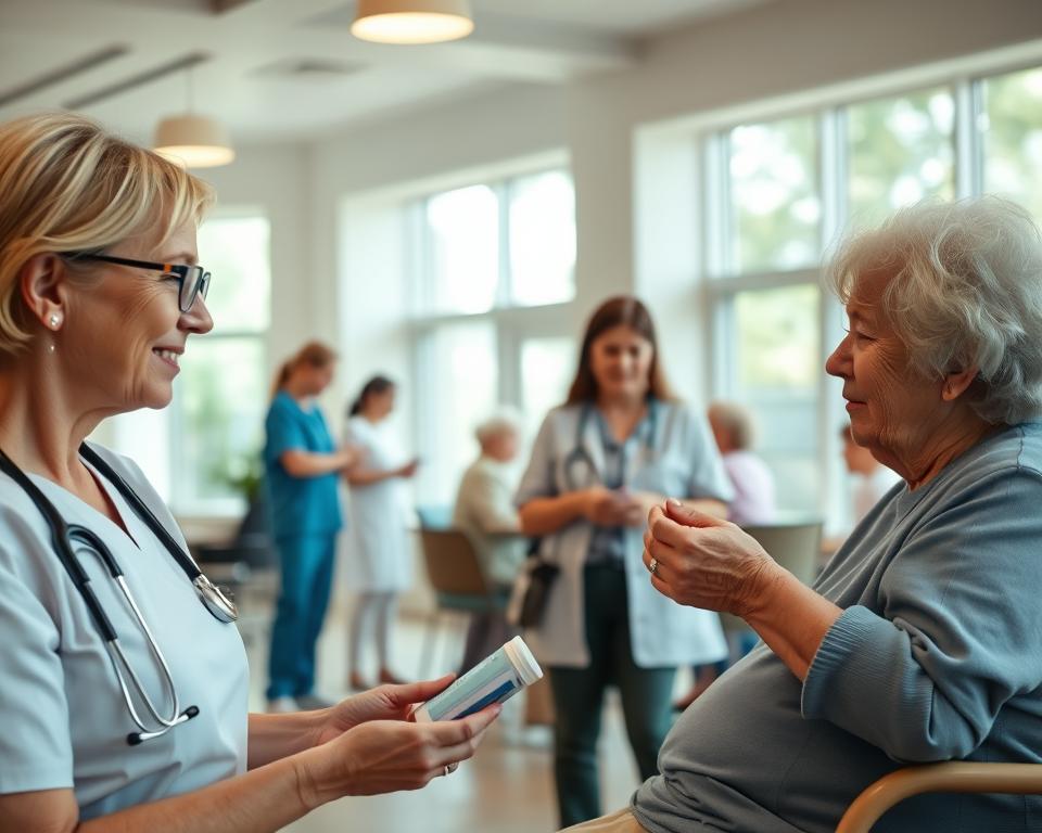 Pflegekräfte unterstützen Senioren bei der Krankenpflege