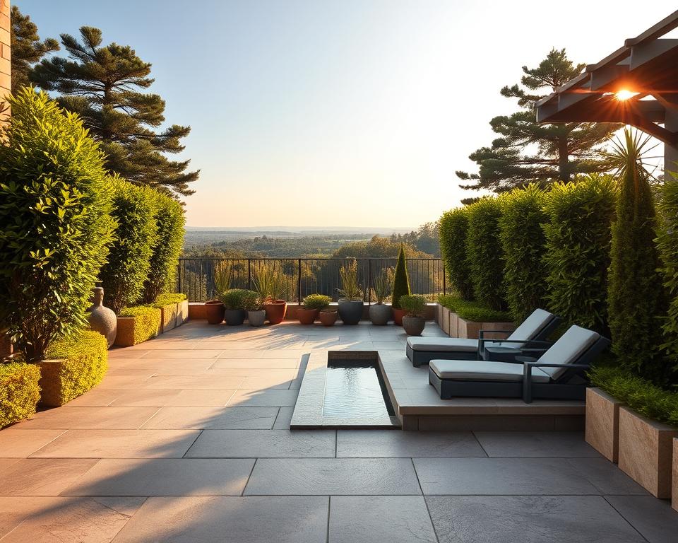 moderne Terrasse mit Naturstein