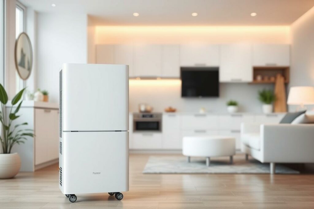 A modern, energy-efficient heat pump system against a backdrop of a sleek, minimalist household interior. The heat pump stands prominently in the foreground, its crisp white casing and digital display conveying the latest in heating technology. The middle ground features clean, functional appliances and furnishings, suggesting a home optimized for energy savings. The background is bathed in warm, soft lighting, creating an atmosphere of comfort and efficiency. The overall scene communicates the benefits of a specialized heat pump electricity tariff - lower energy bills, eco-friendly heating, and a streamlined, contemporary living space.