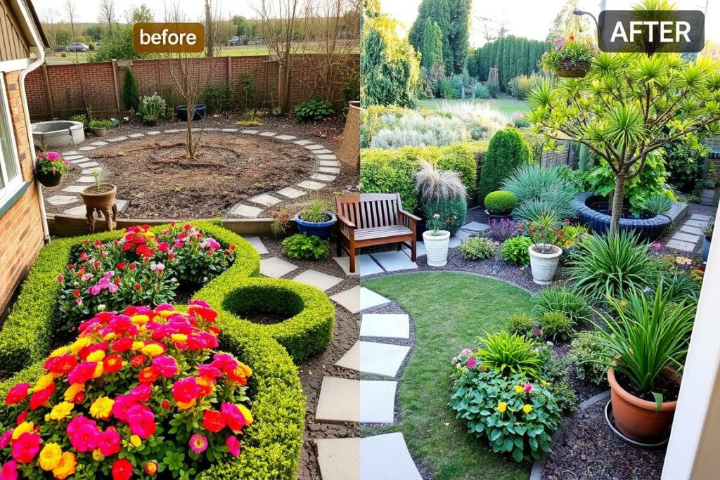 kleinen garten gestalten vorher-nachher